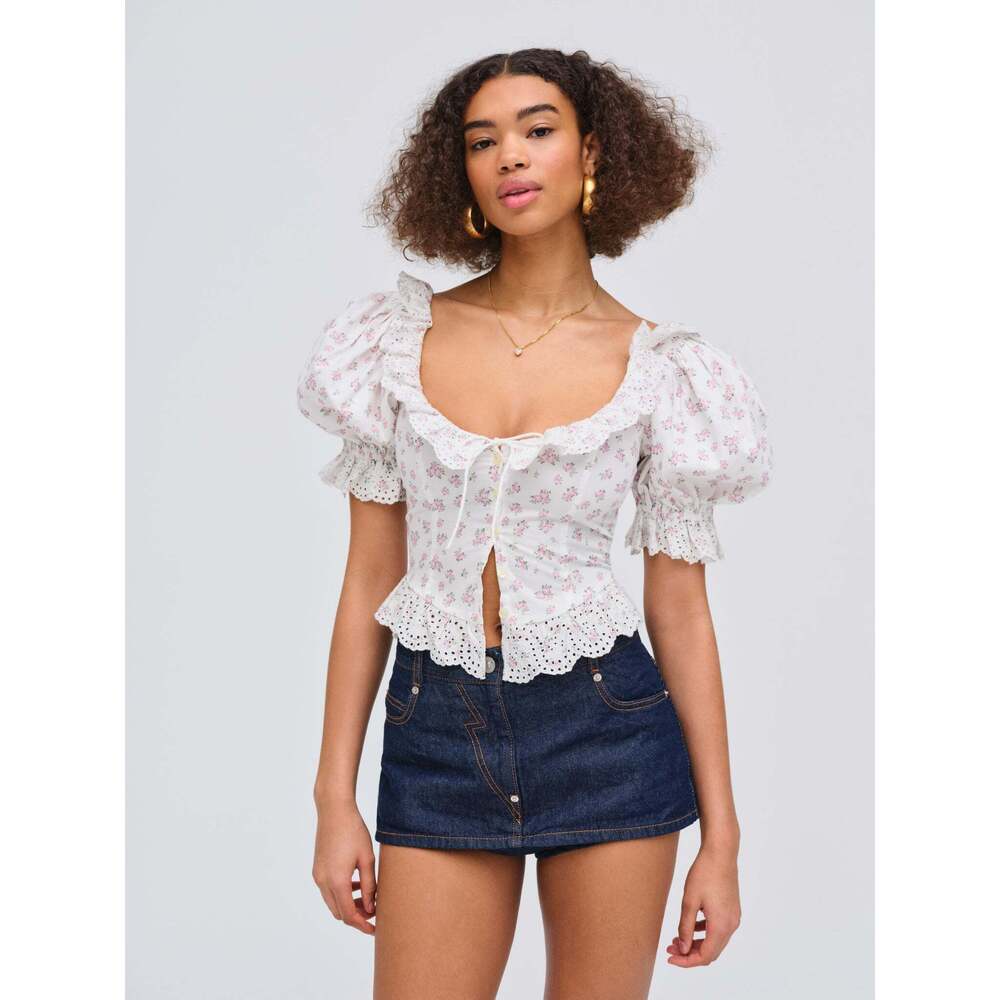 For Love & Lemons Noam Corset Top Size M Cream
